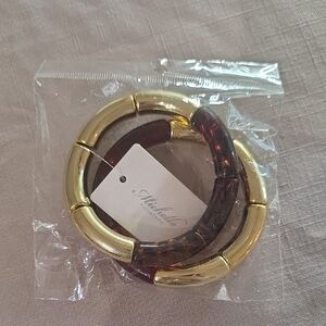Gold and Brown Tortoise Bangle Bracelet Set